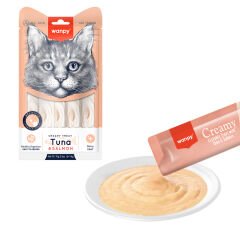 Wanpy Ton Balığı ve Somonlu Tüy Sağlığı Destekleyici Krema Kedi Ödül Maması 14gr (5'li)