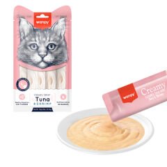 Wanpy Ton Balığı ve Karidesli Sindirim Sistemi Destekleyici Krema Kedi Ödül Maması 14gr (5'li)