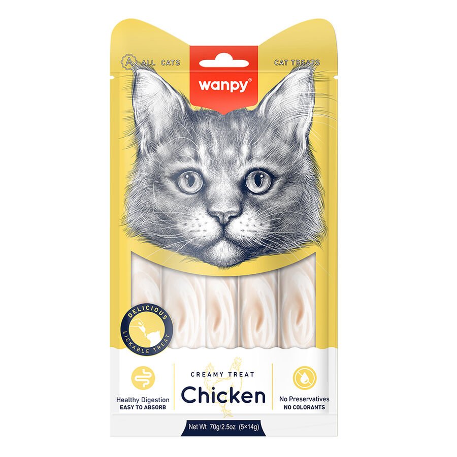 Wanpy Tavuklu Sindirim Sistemi Destekleyici Krema Kedi Ödül Maması 14gr (5'li)